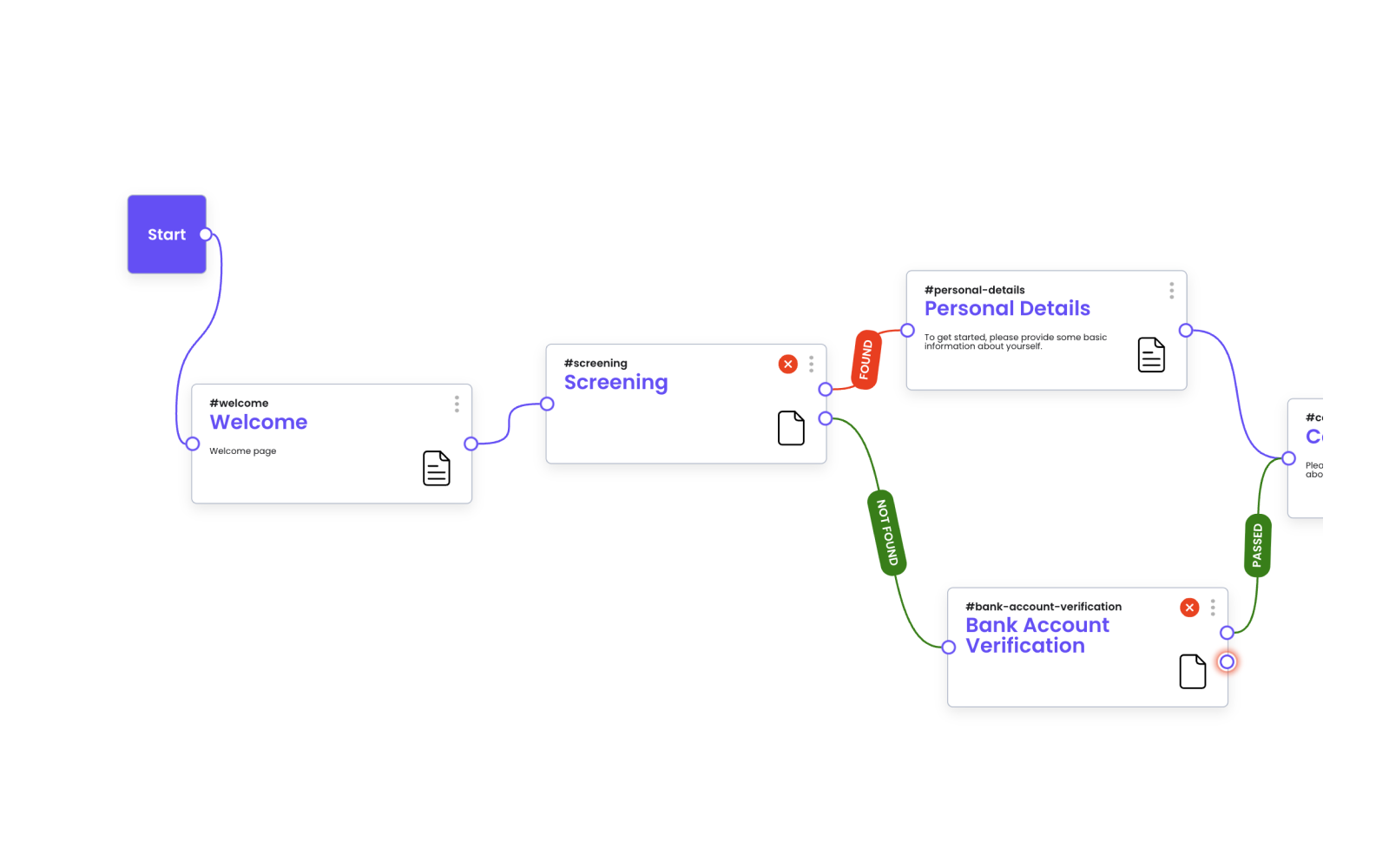 Visual drag-and-drop flow builder